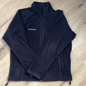 Womens Columbia full zip fleece jacket; size Large. Black. Zip pockets